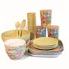 Bamboo Tableware - A value packed bundle of plates cups, bowls, salad bowl and canisters.  All piled up.  The colour combination is the Flutter pattern (think butterflies) and Dijon - a soft yellow.  It's a fun but tasteful colour combination