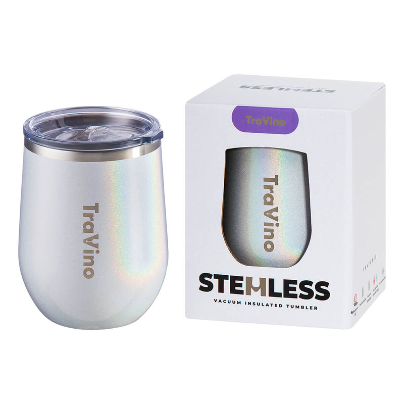 TraVino - Stemless Insulated Wine Tumbler - White Sparkles