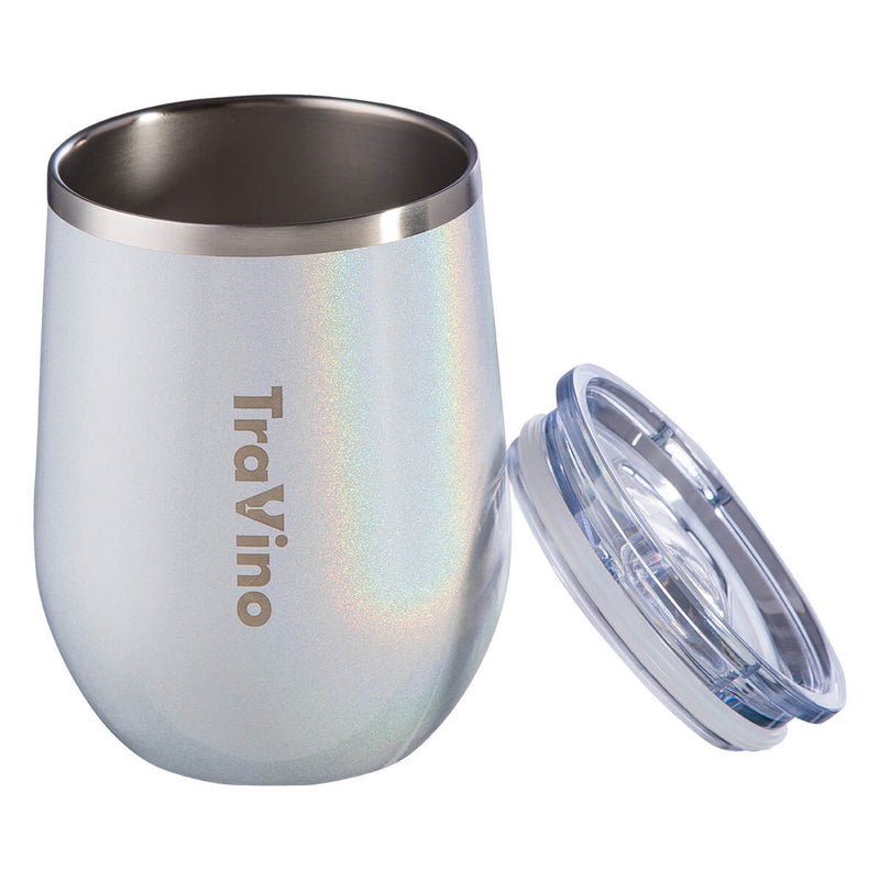 TraVino - Stemless Insulated Wine Tumbler - White Sparkles