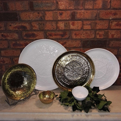 Angelique Metal Ware Platter - Large Gold