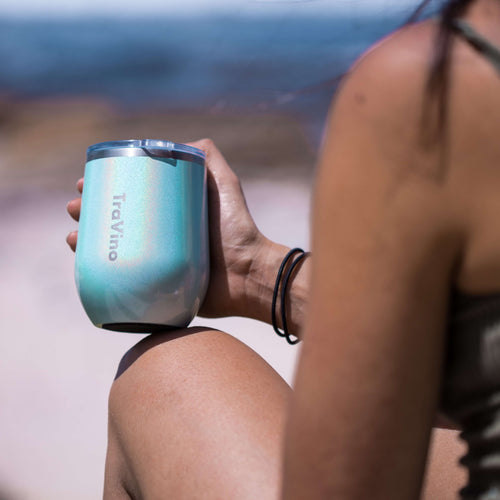 TraVino - Stemless Insulated Wine Tumbler - Aqua Mist