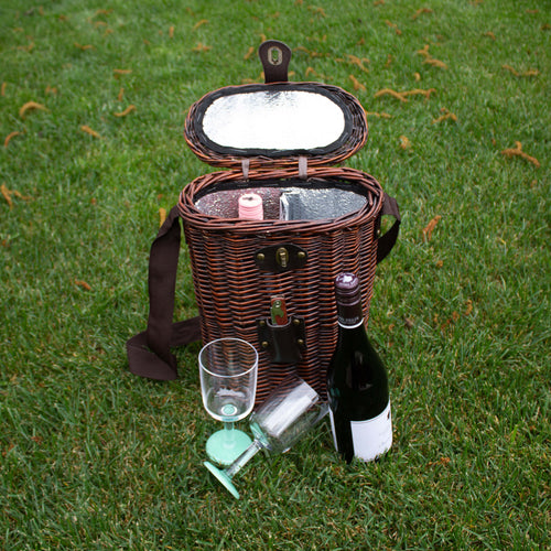 Wicker double bottle wine cooler - Chocolate