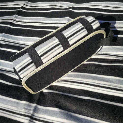 Black and White Striped Picnic Rug