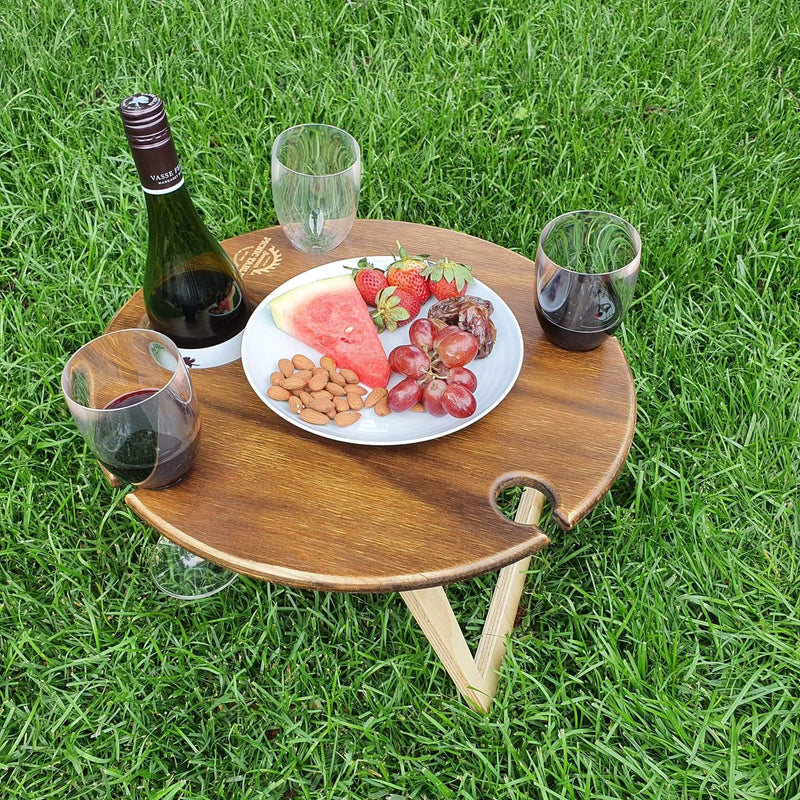 Portable Folding Picnic Table - Round Chocolate