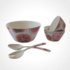 Bamboo dinnerware - Garland design of pink, orange and grey circular patterns