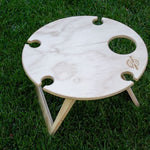 Portable Folding Picnic Table - Round Natural