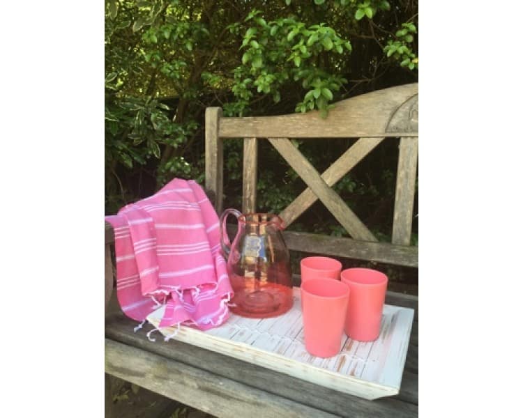 Picnic Towel - Maine Hot Pink & White