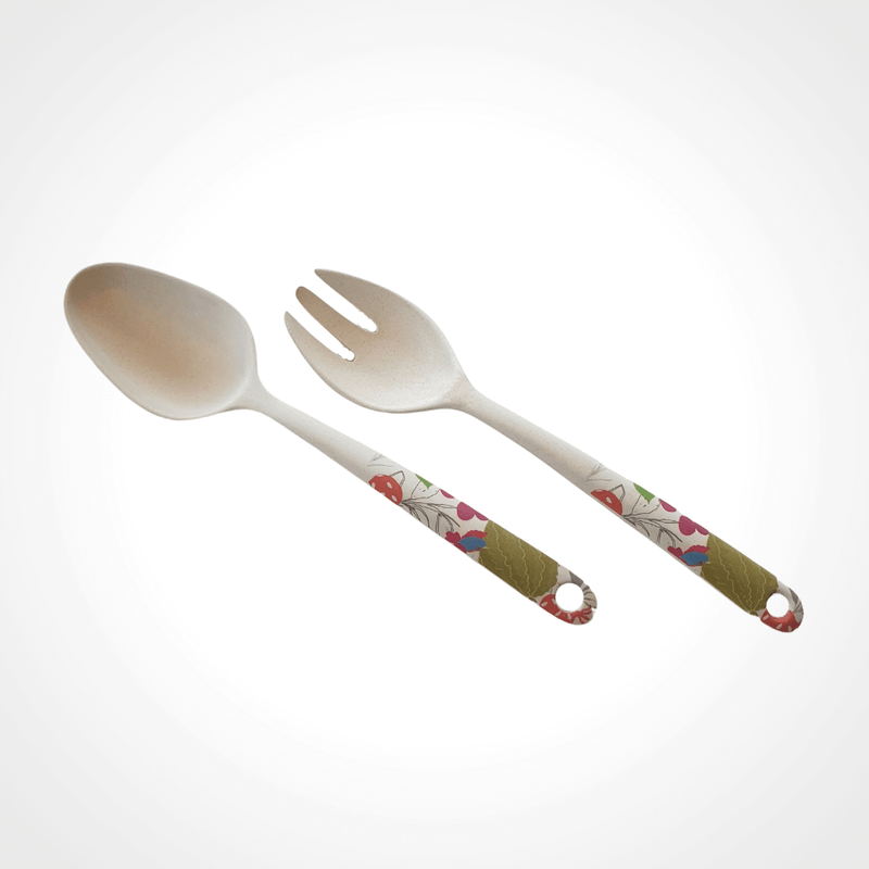 Bamboo Salad Serving set - Opus bird design