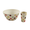 Bamboo salad bowl - Spotty design with matching bamboo cup