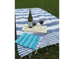 Picnic Towel - Maine Turquoise & White