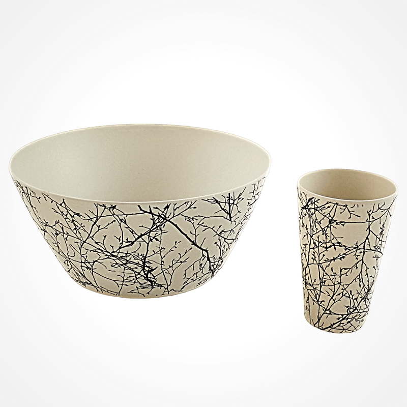 Bamboo Salad Bowl and bamboo cup - Twig design