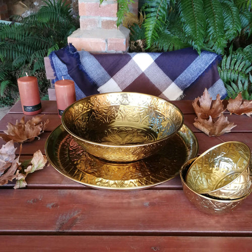 Angelique Metal Ware Serving Bowl - Large Gold