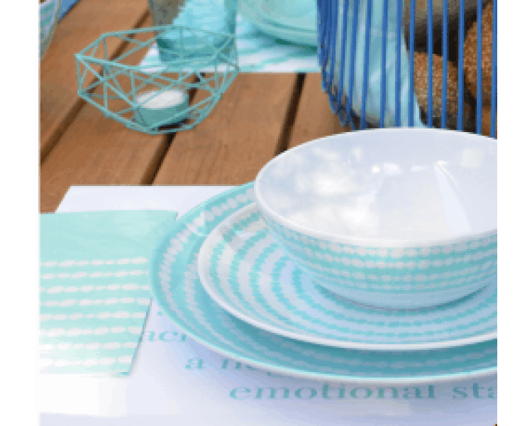 Cabo Stitch Aqua Melamine Salad Bowl