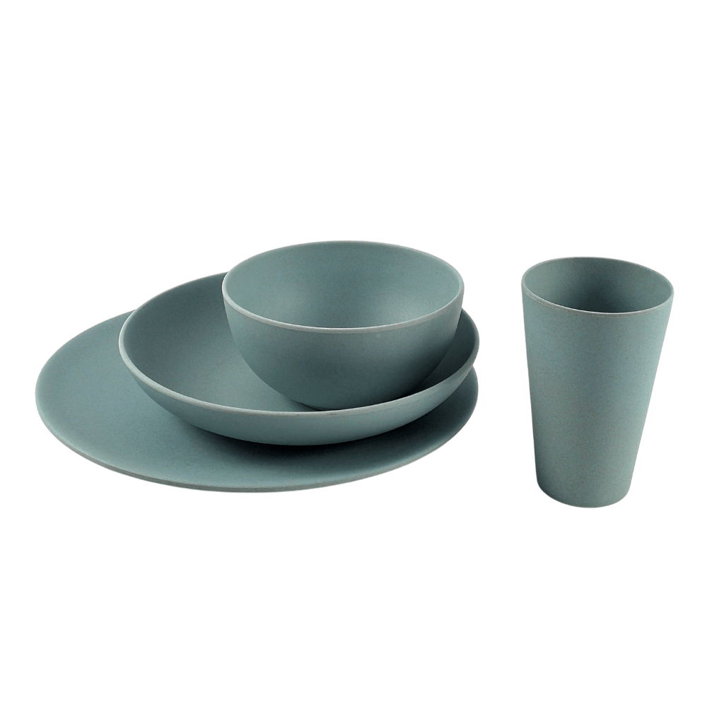 dinner-set-outdoor-showing four colours of charcoal, sea, mint and oat